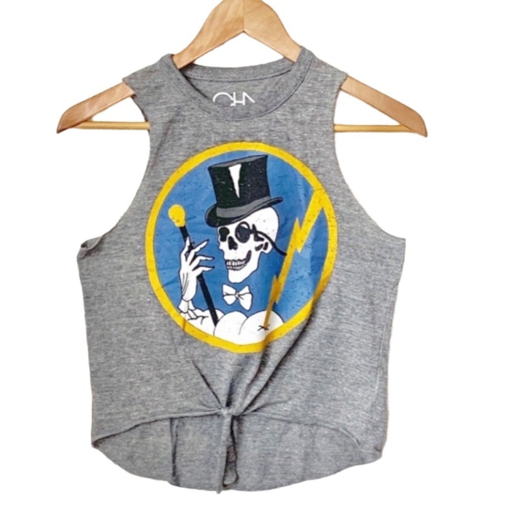 Chaser Skull Graphic Knot Tank Top